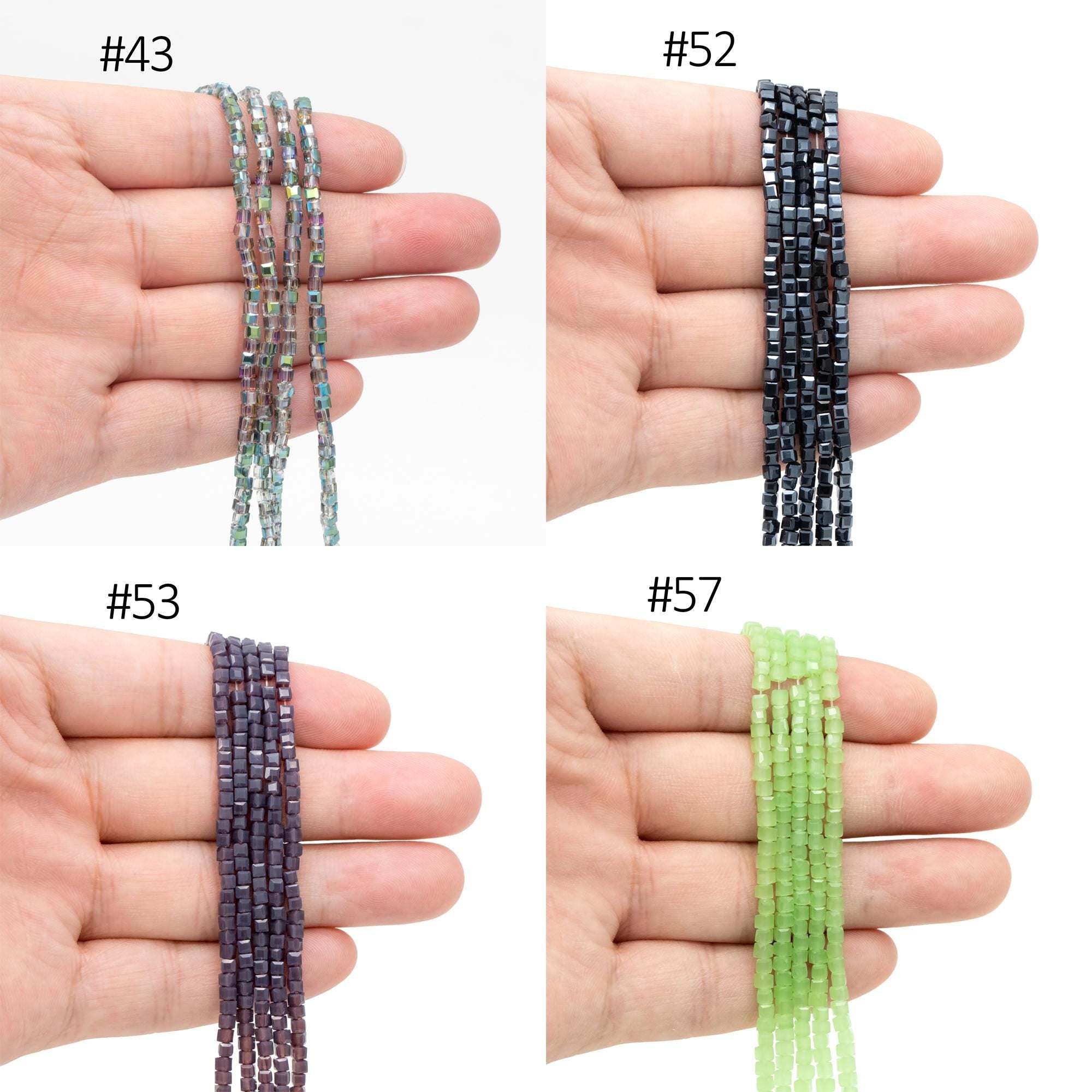 190 beads- Faceted Glass Cube, 2mm Tiny Faceted Crystal beads, (#FZ-02)